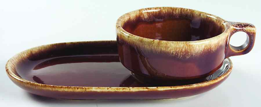 Brown Drip (House and Garden, Mirror Brown) Snack Tray & Soup Mug Set by Hull-1