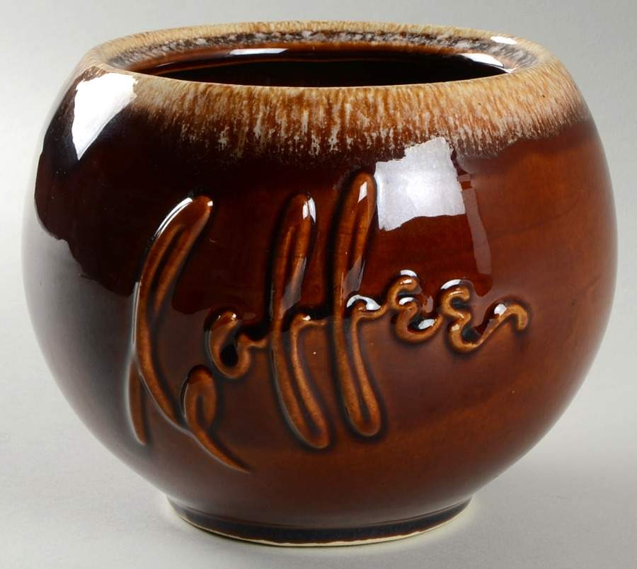 Brown Drip (House and Garden, Mirror Brown) Coffee Canister No Lid by Hull-1