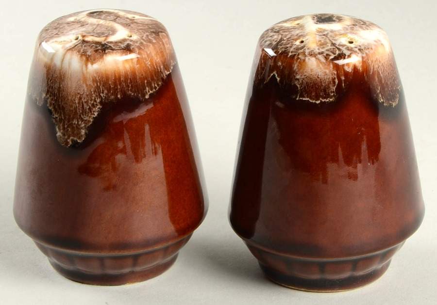 Brown Drip (House and Garden, Mirror Brown) Salt & Pepper Set by Hull-1