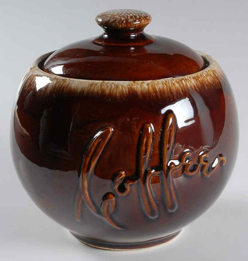 Brown Drip (House and Garden, Mirror Brown) Coffee Canister & Lid by Hull-1