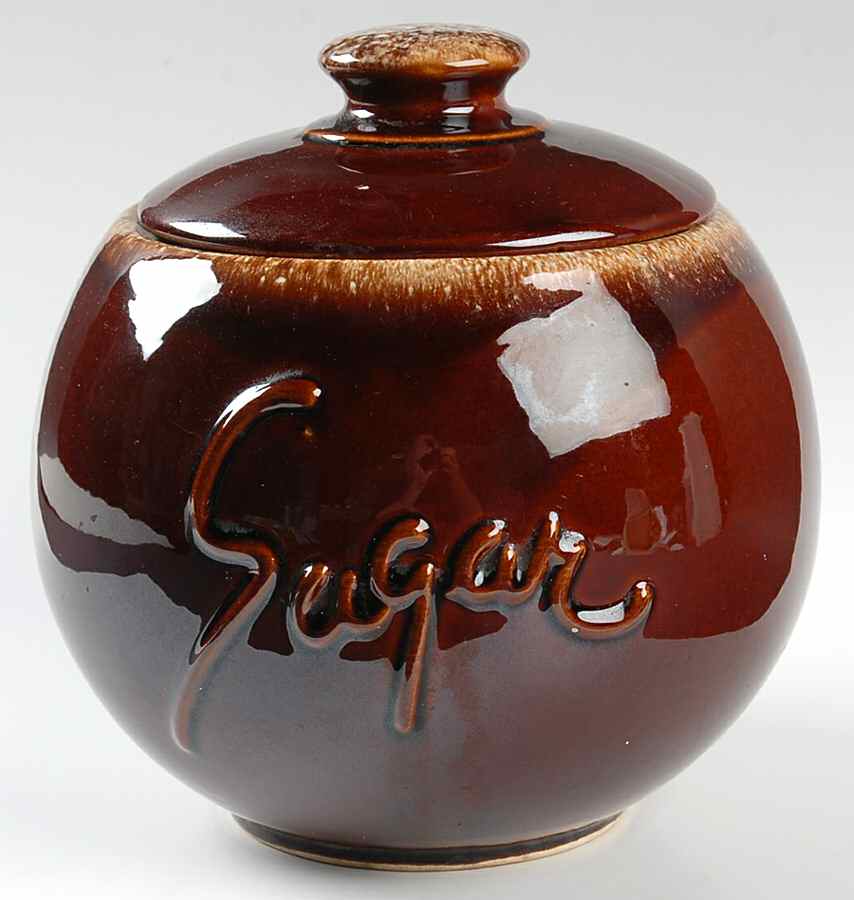 Brown Drip (House and Garden, Mirror Brown) Sugar Canister & Lid by Hull-1