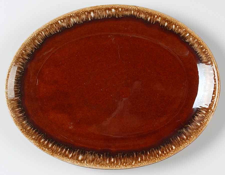 Brown Drip (House and Garden, Mirror Brown) 12" Oval Serving Platter by Hull-1