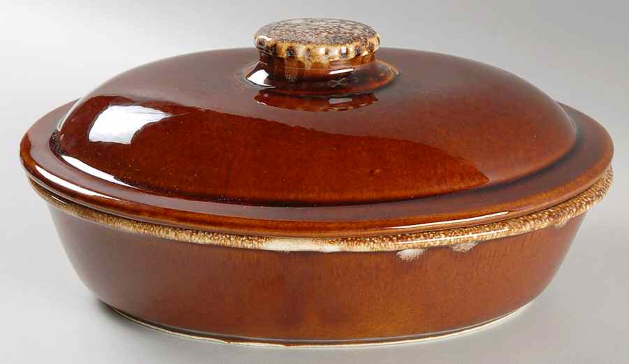 Brown Drip (House and Garden, Mirror Brown) Oval Covered Vegetable by Hull-1