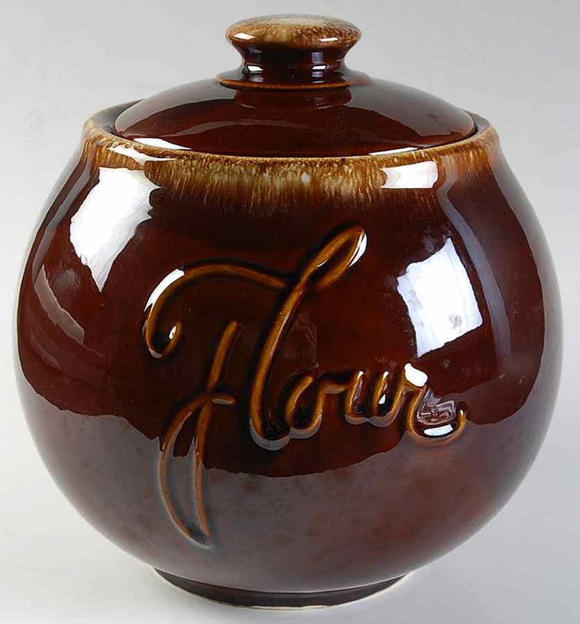 Brown Drip (House and Garden, Mirror Brown) Flour Canister & Lid by Hull-1