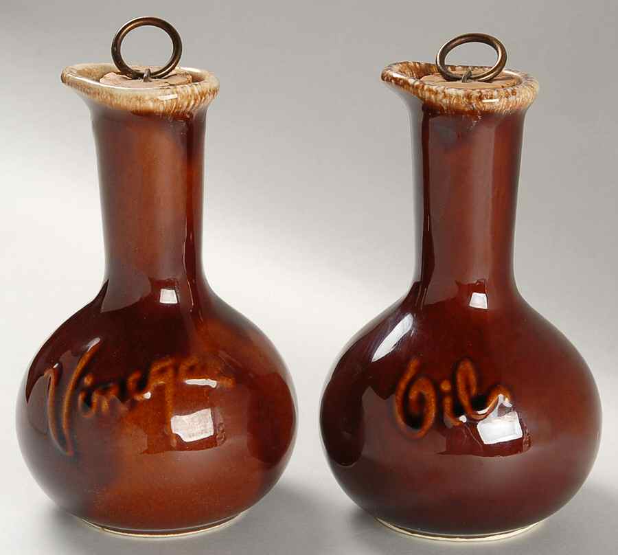 Brown Drip (House and Garden, Mirror Brown) Vinegar and Oil with Cork Stoppers by Hull-1