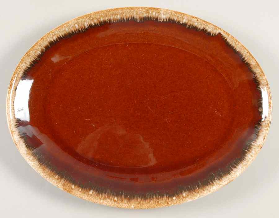 Brown Drip (House and Garden, Mirror Brown) 10" Oval Serving Platter by Hull-1