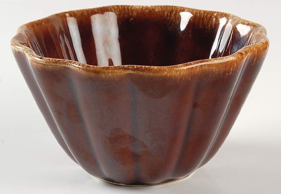 Brown Drip (House and Garden, Mirror Brown) 6" Ruffled Bowl by Hull-1