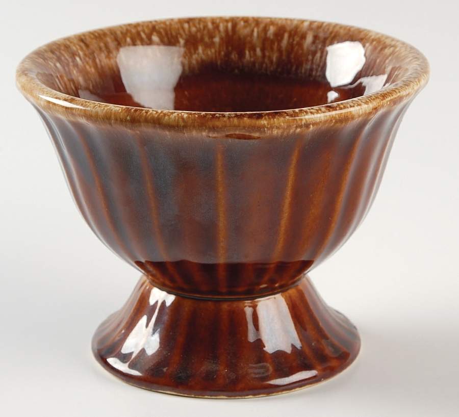 Brown Drip (House and Garden, Mirror Brown) Small Footed Bowl by Hull-1