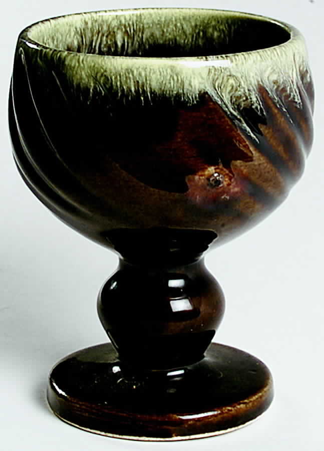 Imperial Ripe Olive Swirled Goblet/Planter by Hull-1