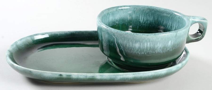 Green Agate Snack Tray & Soup Mug Set by Hull-1
