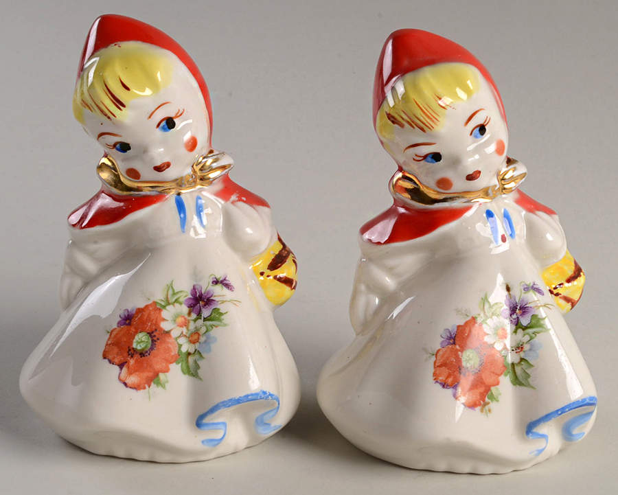Little Red Riding Hood Tall Salt and Pepper Set by Hull-1