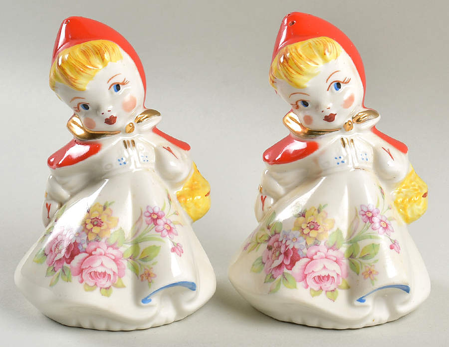 Little Red Riding Hood Tall Salt & Pepper Set by Hull-1
