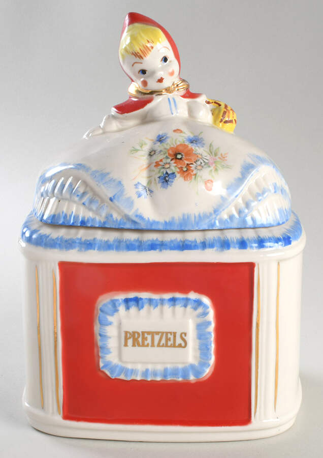 Little Red Riding Hood Pretzel Canister & Lid by Hull-1