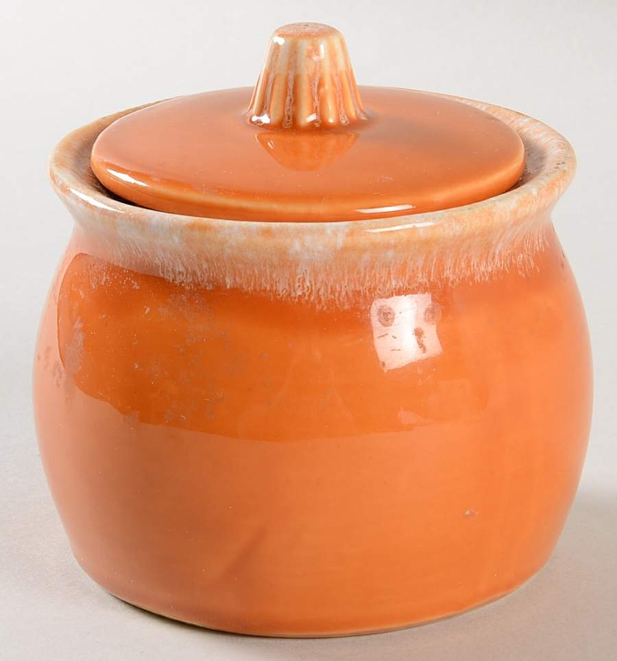 Tangerine Sugar Bowl & Lid by Hull-1