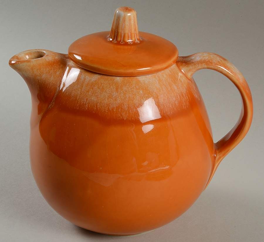 Tangerine Teapot & Lid by Hull-1