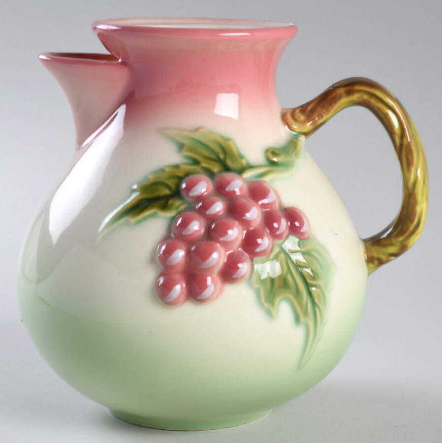 Tokay Tuscany Pink and Green Teapot No Lid by Hull-1