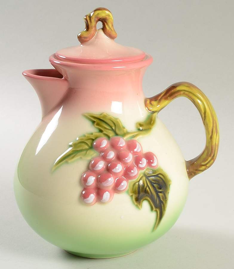 Tokay Tuscany Pink and Green Teapot & Lid by Hull-1