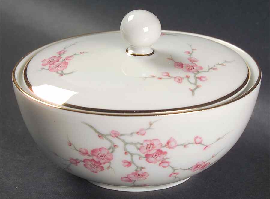 Almond Blossom (Rim) Sugar Bowl & Lid by Hutschenreuther-1