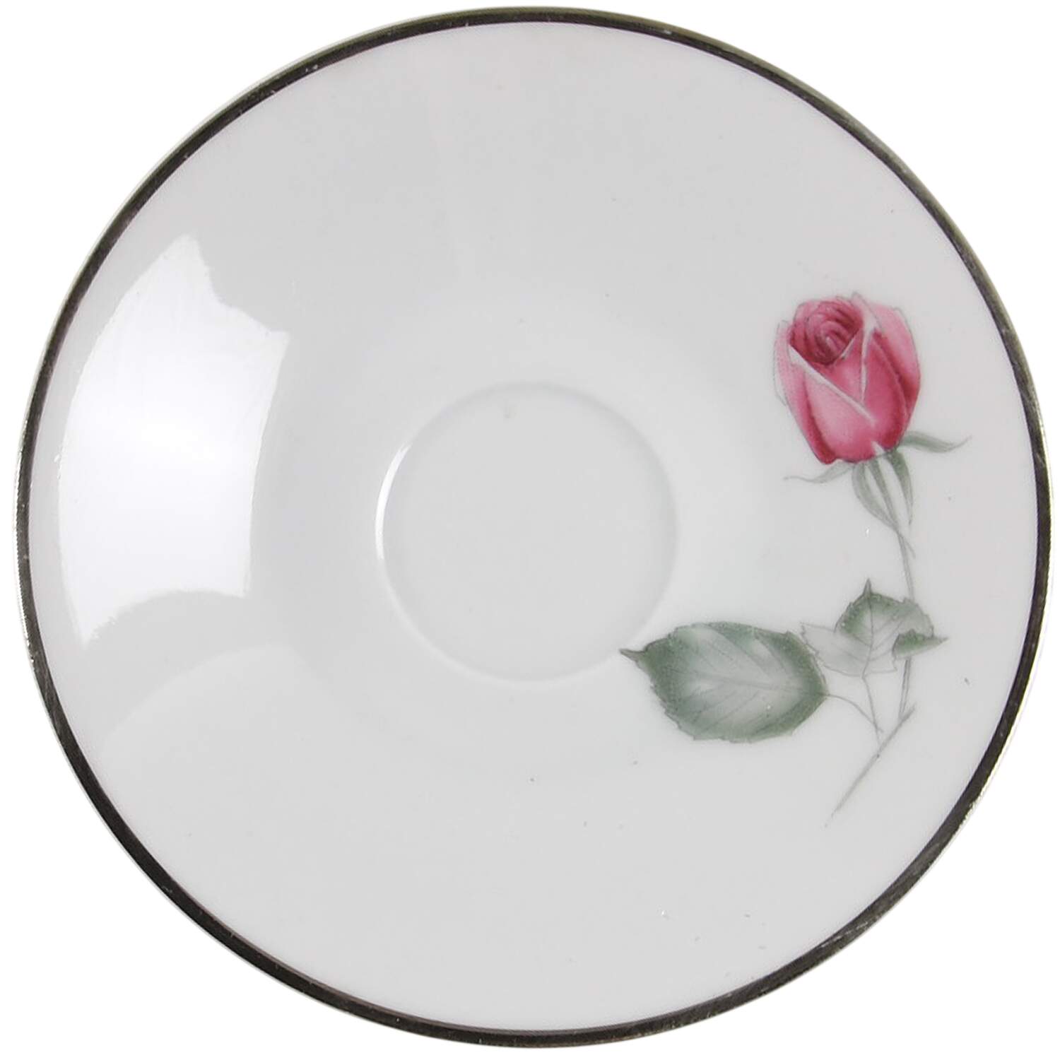 American Beauty (Platinum Trim, Sissi) Saucer for Demitasse Cup by Hutschenreuther-1