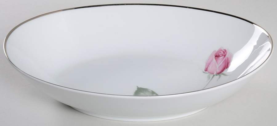 American Beauty (Platinum Trim, Sissi) 10" Oval Vegetable Bowl by Hutschenreuther-1
