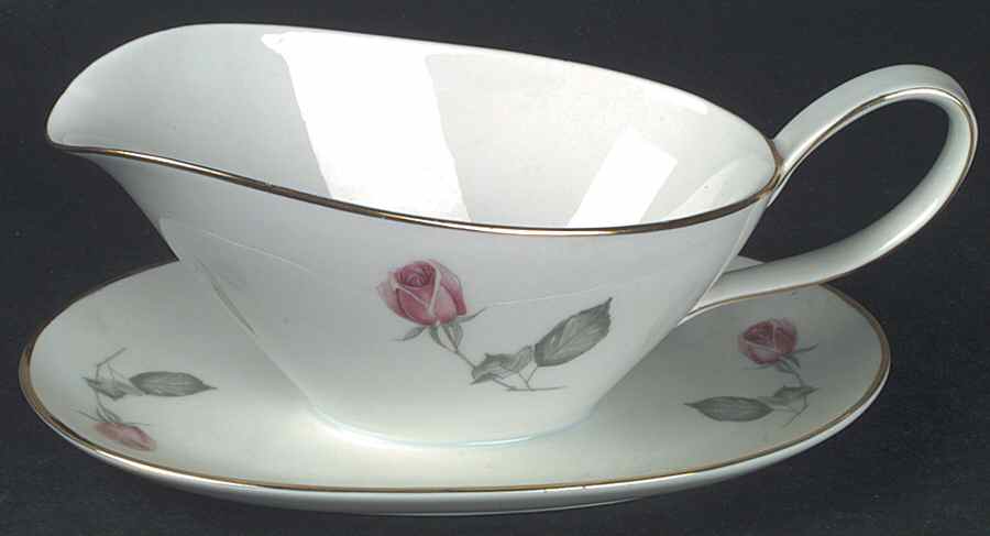 American Beauty (Gold Trim, Favorit) Gravy Boat with Attached Underplate by Hutschenreuther-1