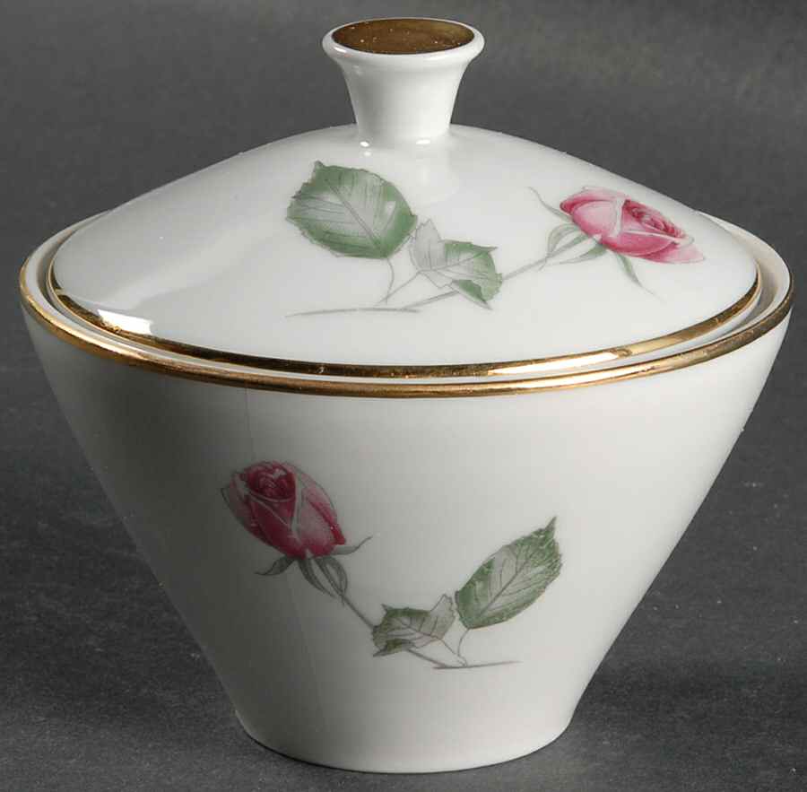 American Beauty (Gold Trim, Noblesse) Sugar Bowl & Lid by Hutschenreuther-1