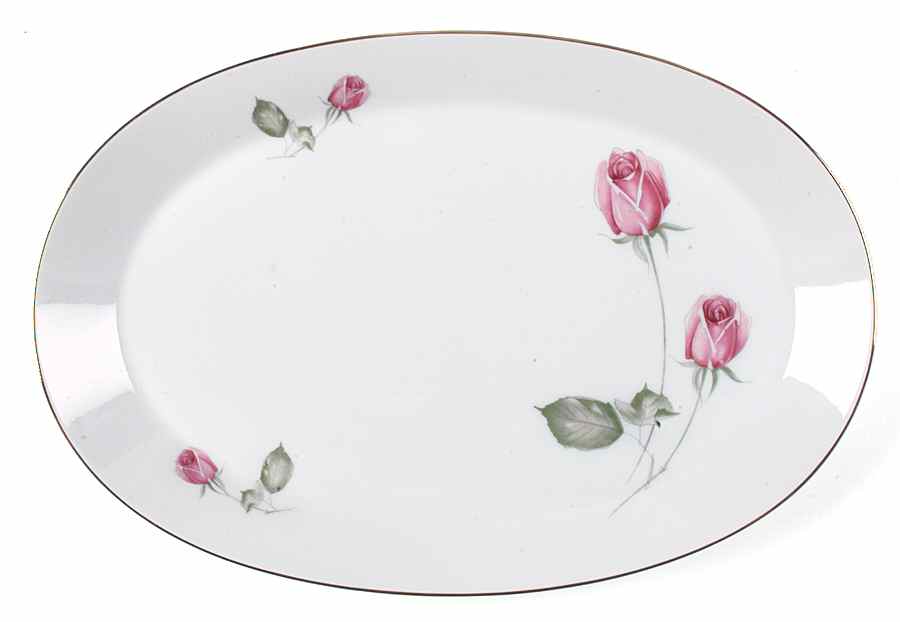 American Beauty (Gold Trim, Noblesse) 14" Oval Serving Platter by Hutschenreuther-1