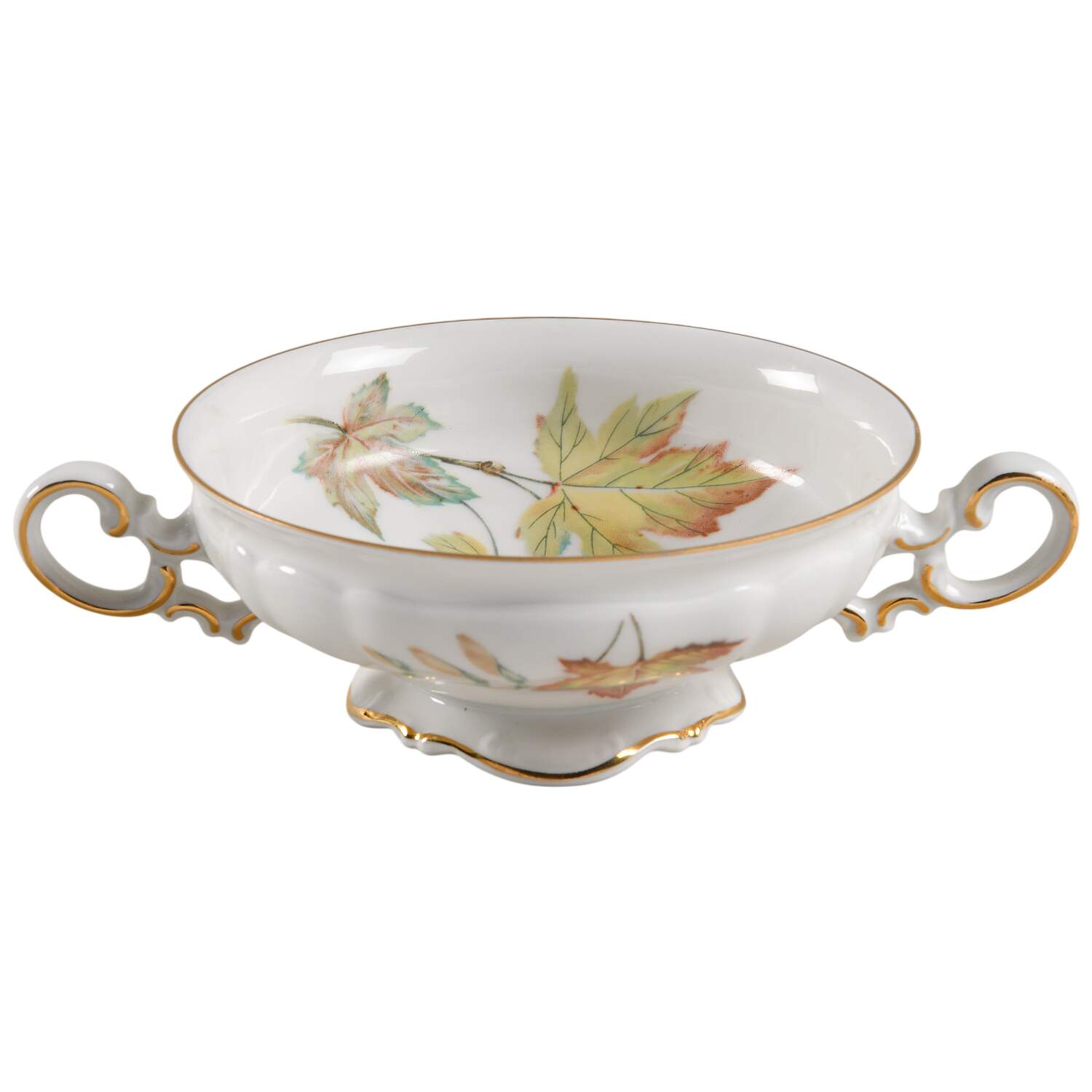 The Autumn Leaves Footed Cream Soup Bowl by Hutschenreuther-1
