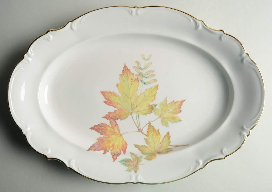 The Autumn Leaves 14" Oval Serving Platter by Hutschenreuther-1