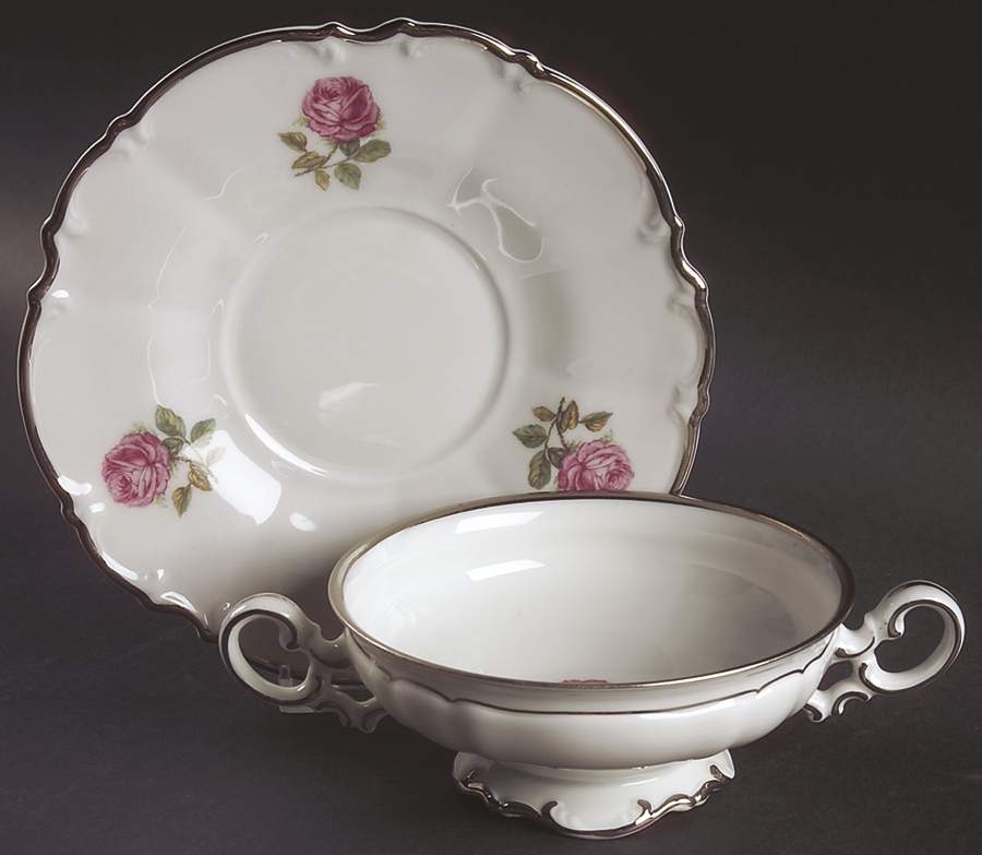 The Belrose Footed Cream Soup Bowl & Saucer Set by Hutschenreuther-1