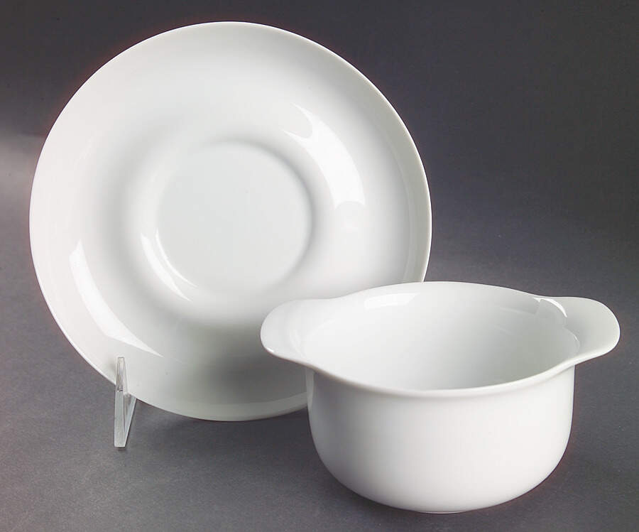 Bianca (Tavola Line) Flat Cream Soup Bowl & Saucer Set by Hutschenreuther-1