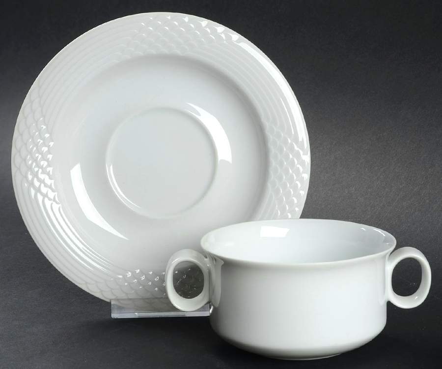 Bianca (Scala, Glossy) Flat Cream Soup Bowl & Saucer Set by Hutschenreuther-1