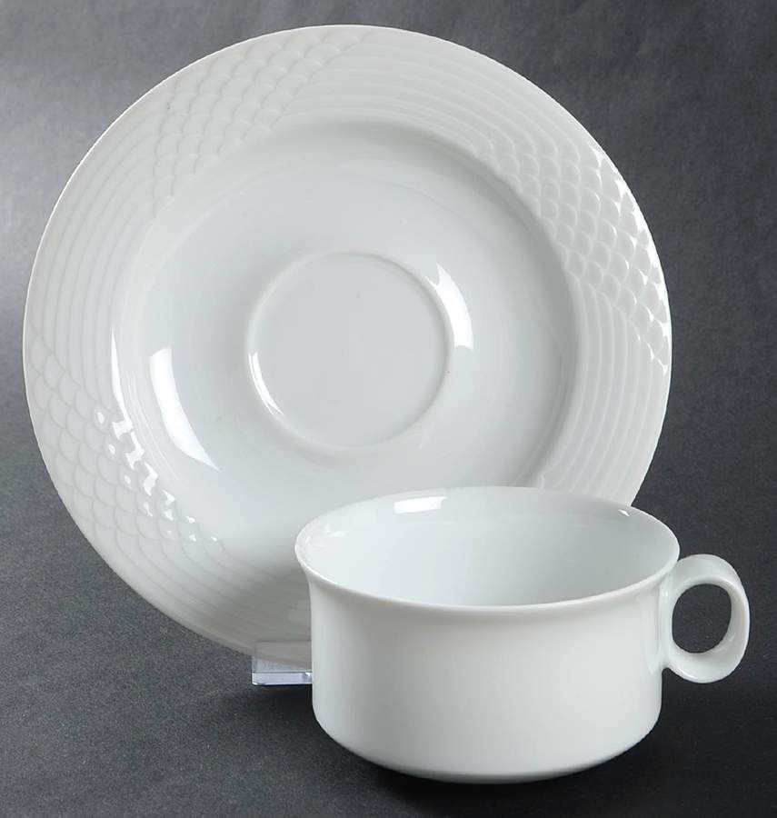 Bianca (Scala, Glossy) Flat Cup & Saucer Set by Hutschenreuther-1