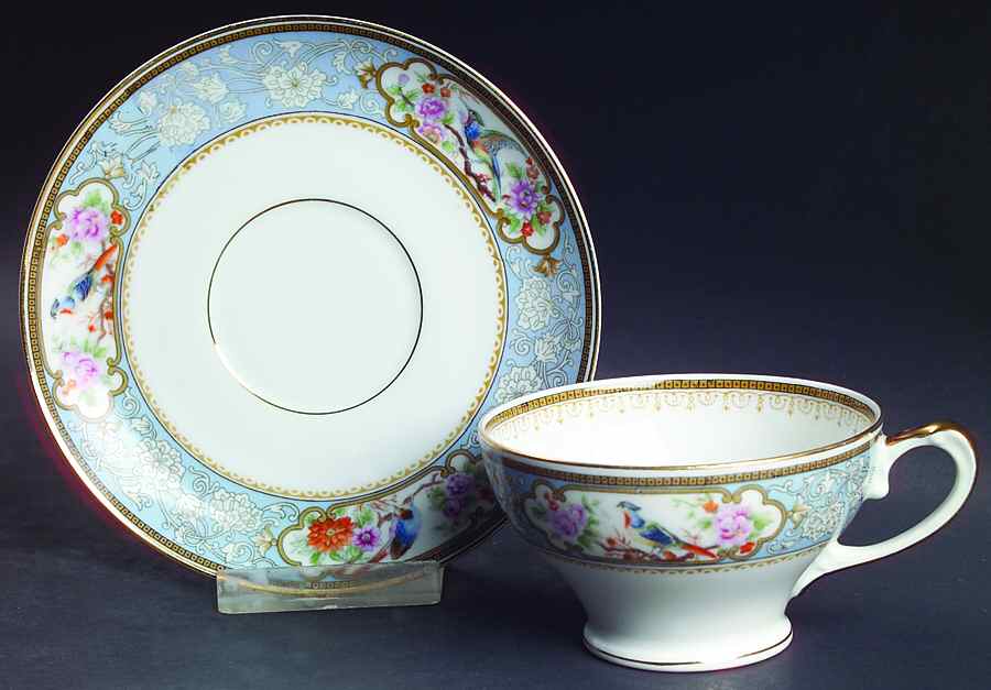 Bird of Paradise Footed Cup & Saucer Set by Hutschenreuther-1