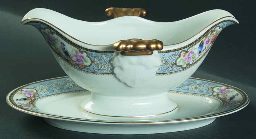 Bird of Paradise Gravy Boat with Attached Underplate by Hutschenreuther-1