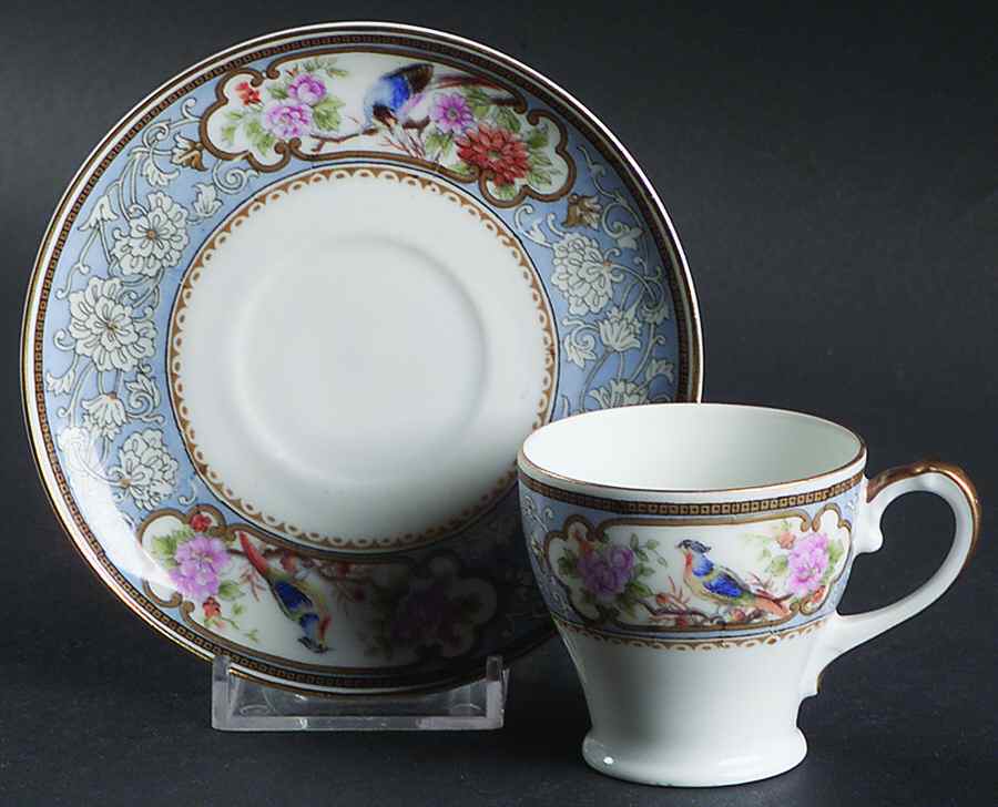 Bird of Paradise Footed Demitasse Cup & Saucer Set by Hutschenreuther-1