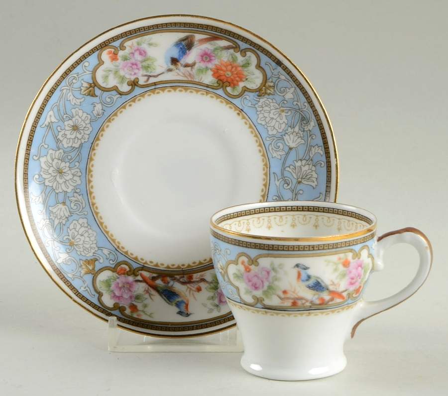 Bird of Paradise Footed Demitasse Cup & Saucer Set by Hutschenreuther-1