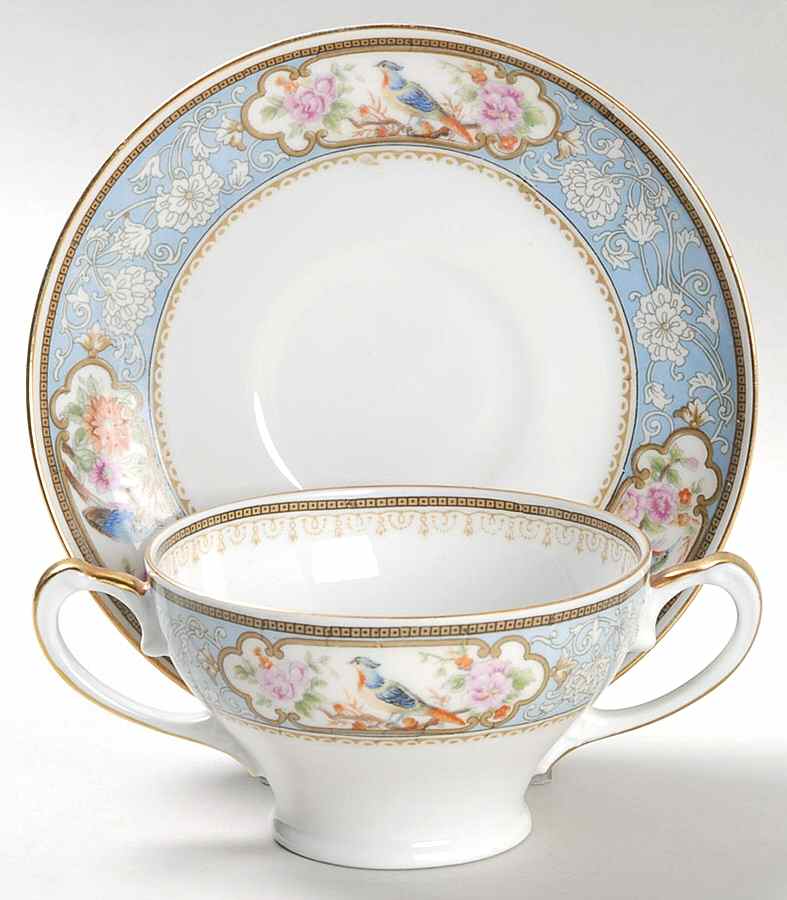 Bird of Paradise Footed Bouillon Cup & Saucer by Hutschenreuther-1
