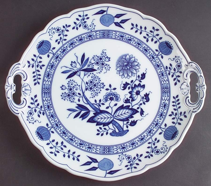 Blue Onion Handled Cake Plate by Hutschenreuther-1