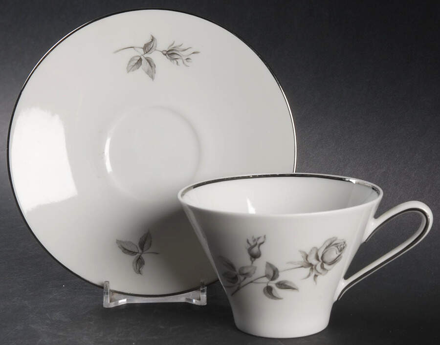 Black Rose Flat Cup & Saucer Set by Hutschenreuther-1
