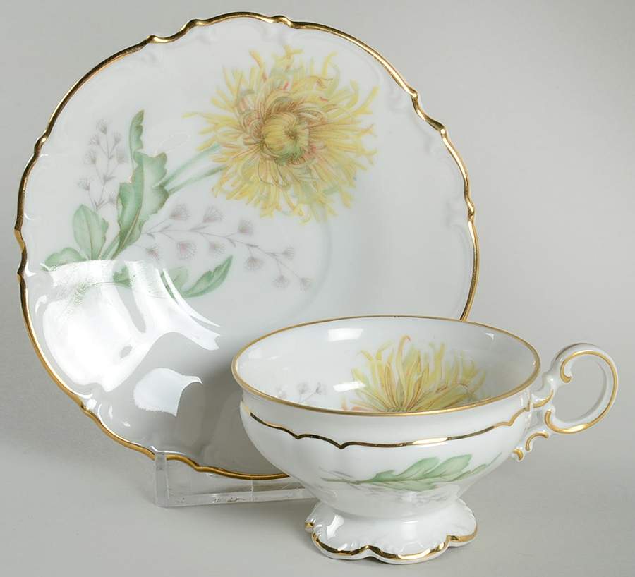 The Chrysanthemum Footed Demitasse Cup & Saucer Set by Hutschenreuther-1