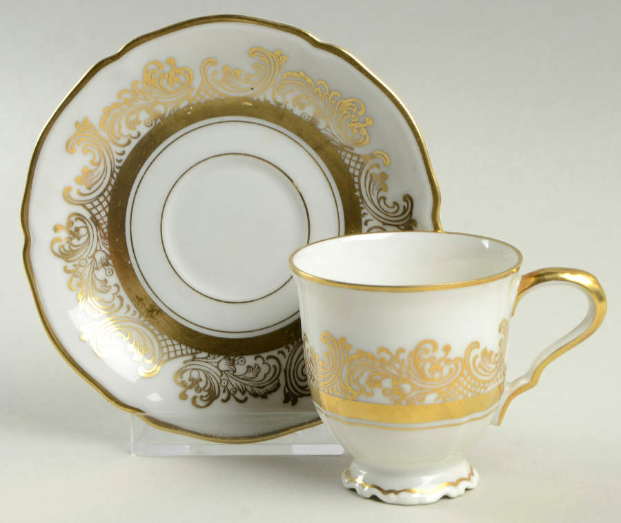 The Clifton (Gold Trim) Footed Demitasse Cup & Saucer Set by Hutschenreuther-1