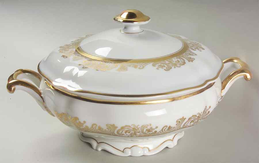 The Clifton (Gold Trim) Round Covered Vegetable by Hutschenreuther-1