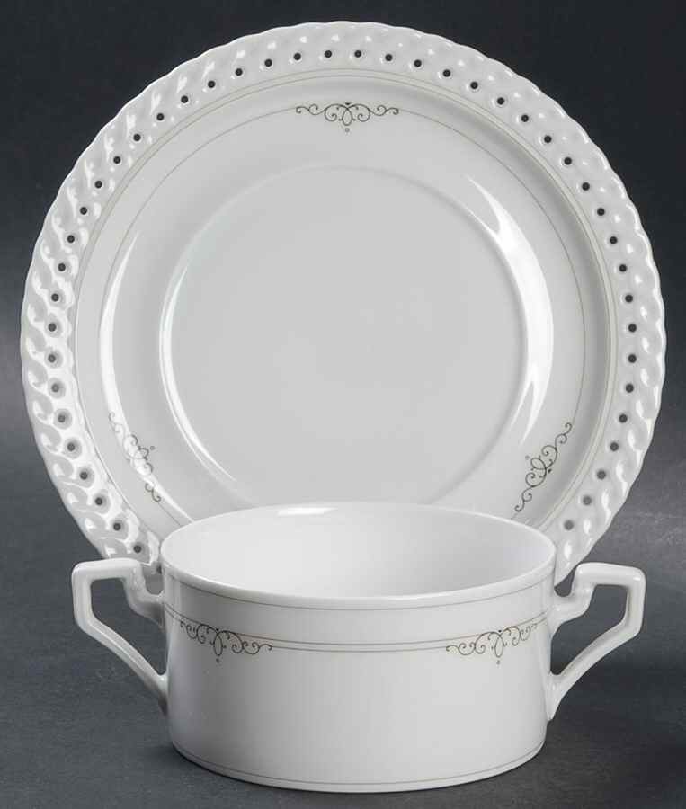 Constance Flat Cream Soup Bowl & Saucer Set by Hutschenreuther-1