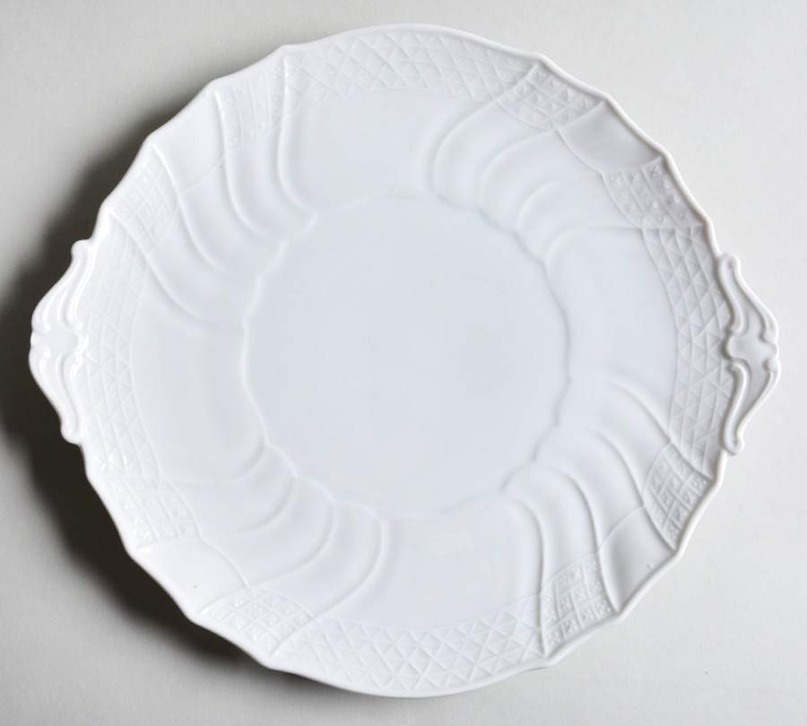 Dresden All White Handled Cake Plate by Hutschenreuther-1