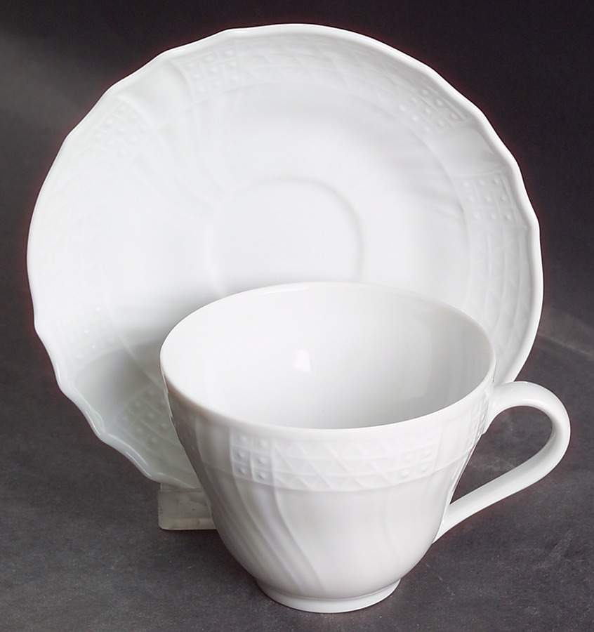 Dresden All White Flat Cup & Saucer Set by Hutschenreuther-1