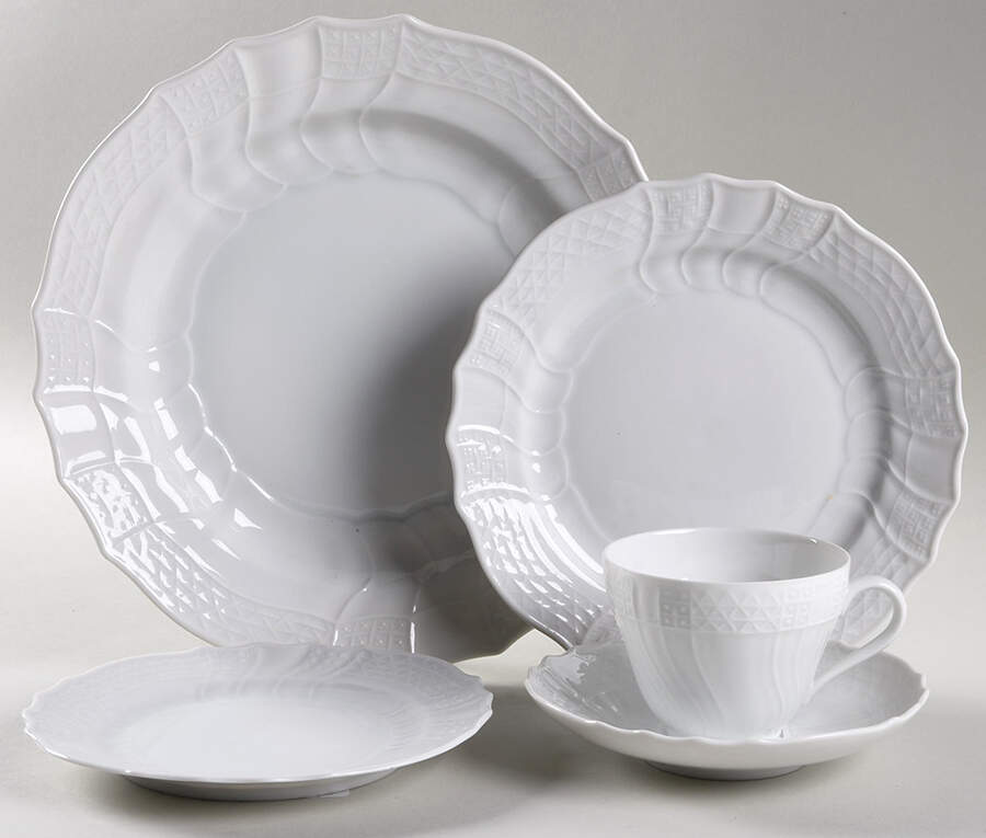 Dresden All White 5 Piece Place Setting by Hutschenreuther-1
