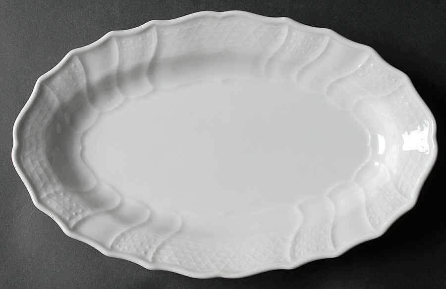Dresden All White 11" Oval Serving Platter by Hutschenreuther-1