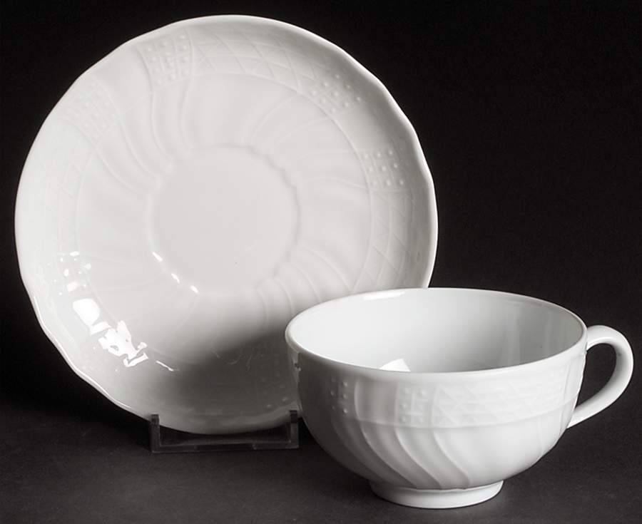 Dresden All White Flat Cup & Saucer Set by Hutschenreuther-1
