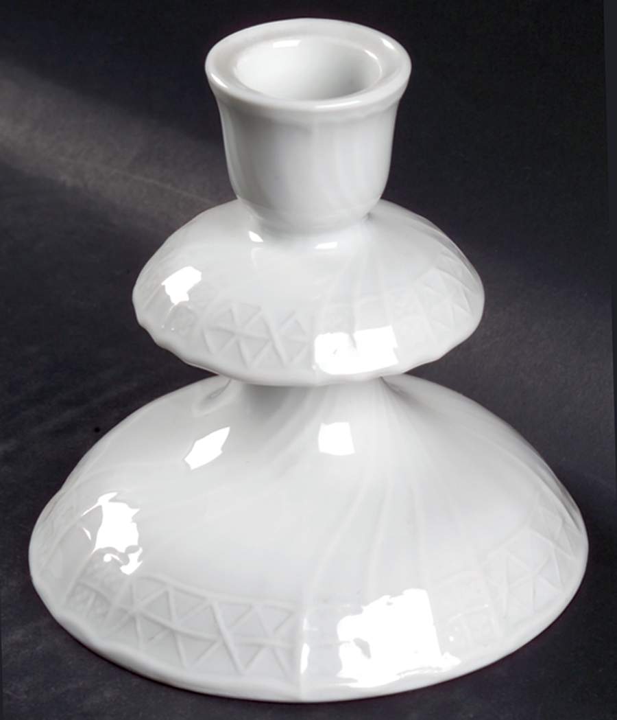 Dresden All White Single Light Candlestick by Hutschenreuther-1